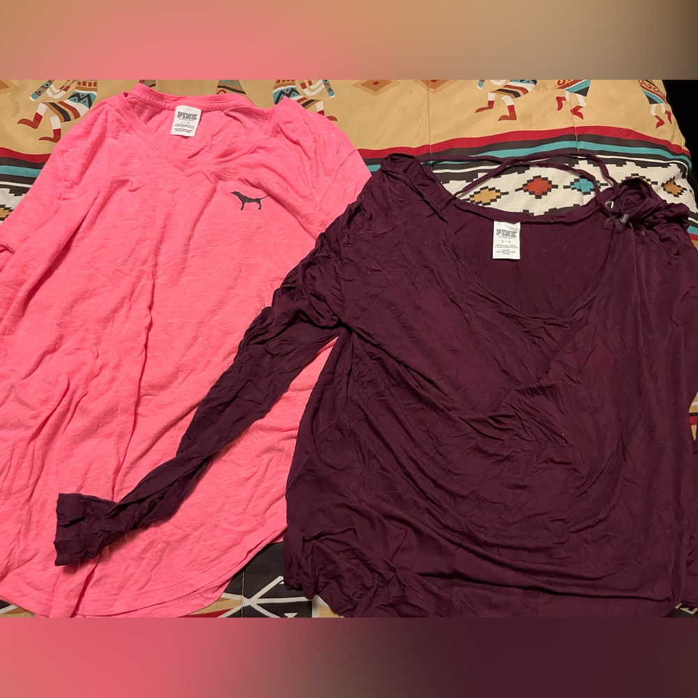 2 long sleeves pink tops